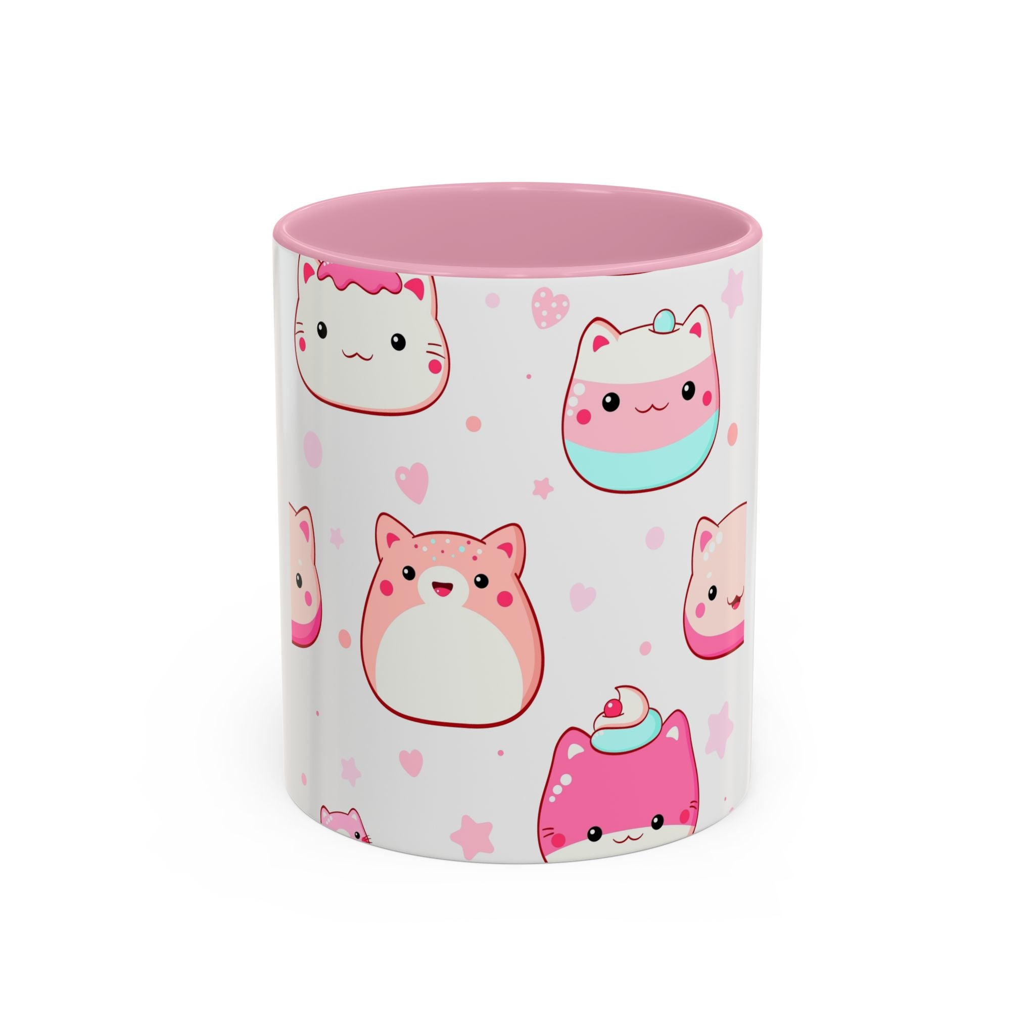 Kawaii Cute Cat Sweets Coffee Mug (11oz/15oz) – Pastel Dessert Pattern