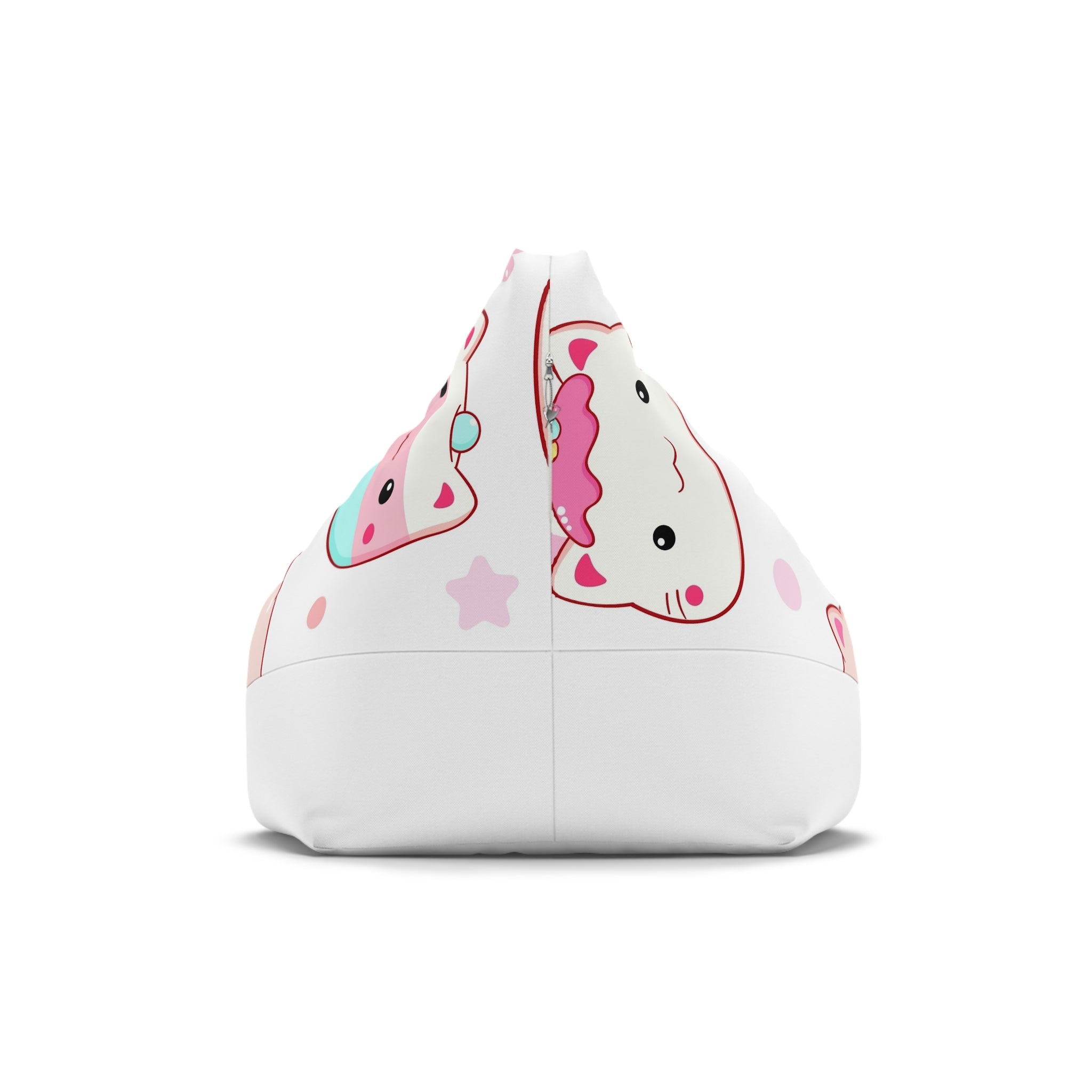 Cute Kawaii Animal Pattern Bean Bag Cover — Pink Cat & Snack Design