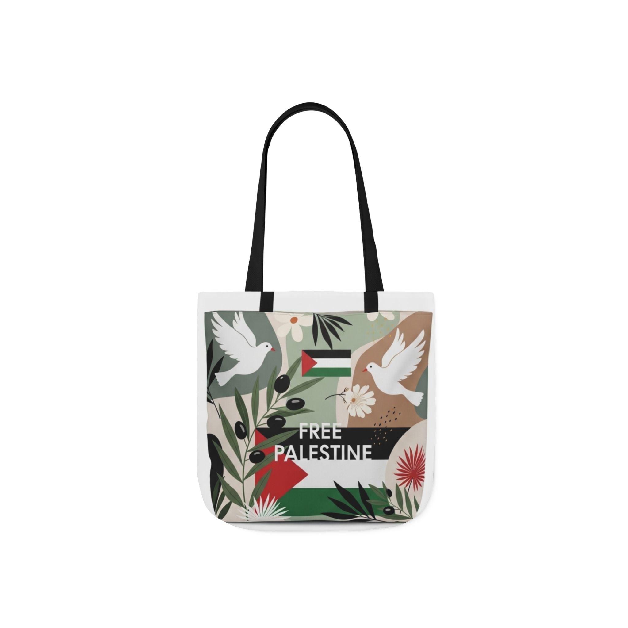 Free Palestine Canvas Tote Bag, 5-Color Straps