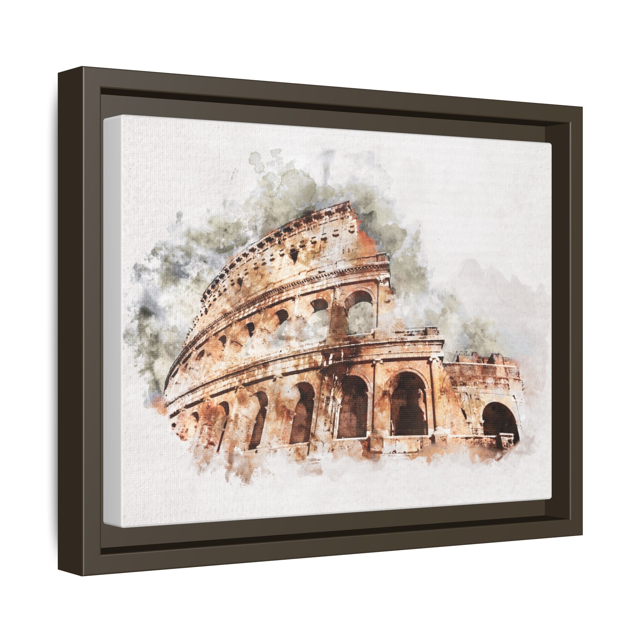 Framed Matte Canvas Print — Watercolor Colosseum Wall Art