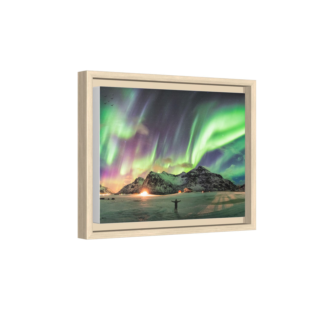 Framed Matte Canvas Print — Northern Lights Aurora Landscape