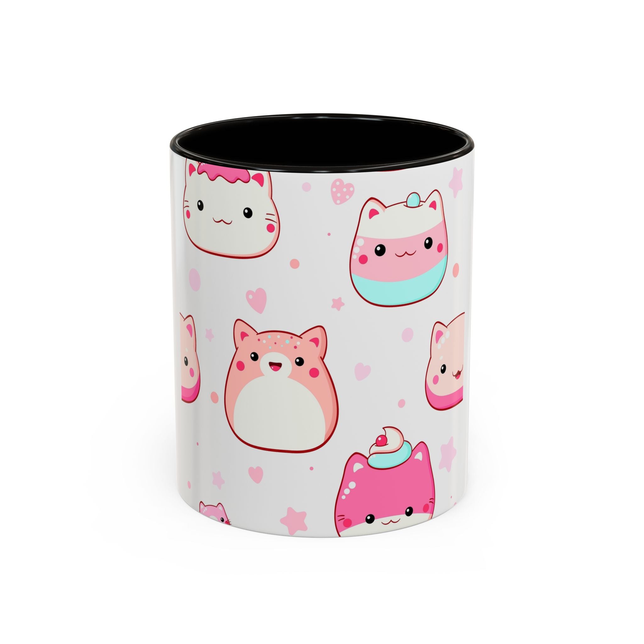 Kawaii Cute Cat Sweets Coffee Mug (11oz/15oz) – Pastel Dessert Pattern