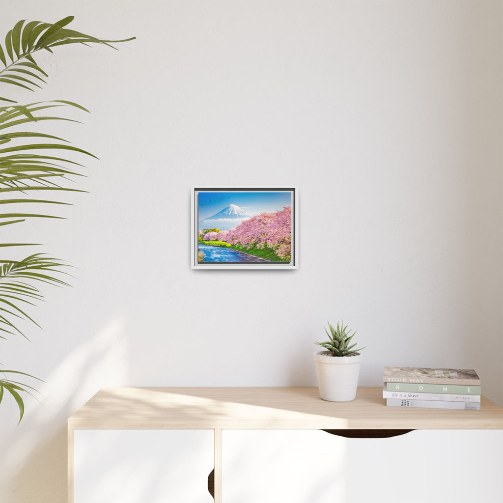 Framed Matte Canvas - Mount Fuji Cherry Blossom Landscape
