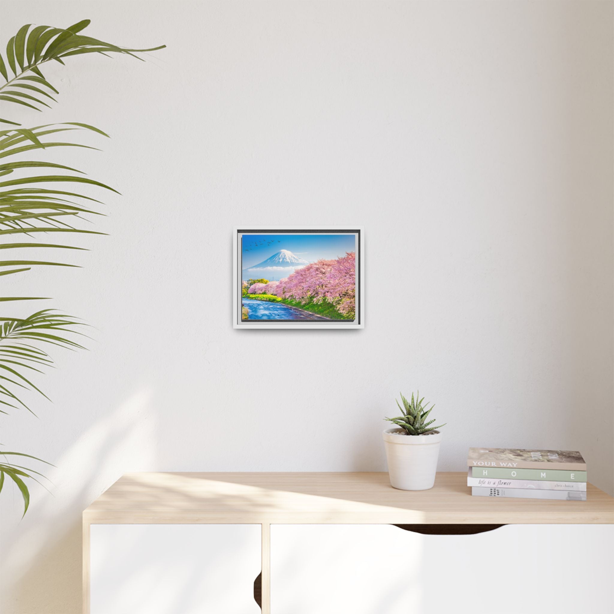 Framed Matte Canvas - Mount Fuji Cherry Blossom Landscape