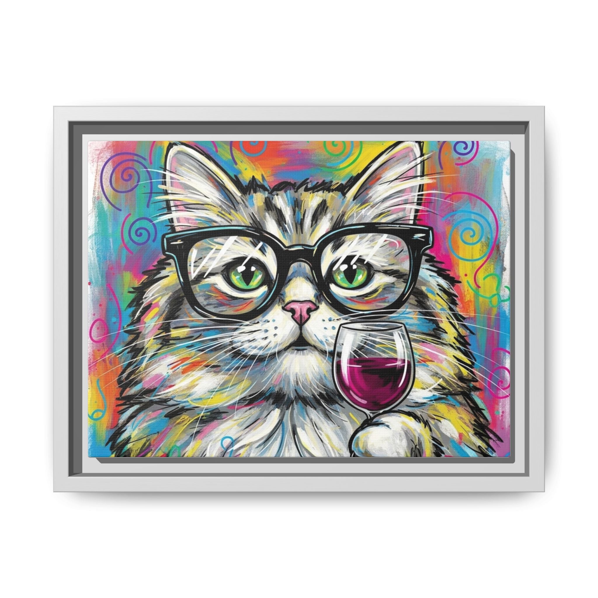 Cute Cat Matte Canvas, Framed (Multi-color)