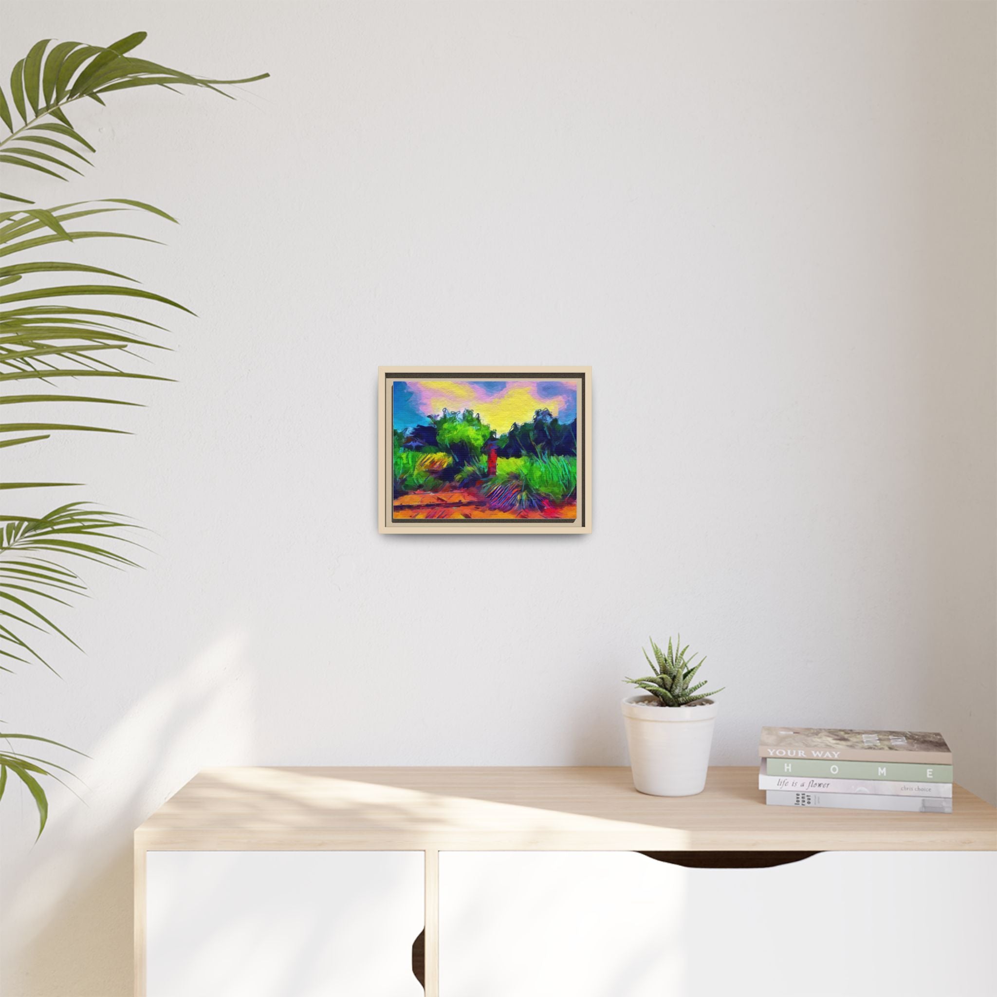 Framed Matte Canvas – Colorful Abstract Landscape Wall Art