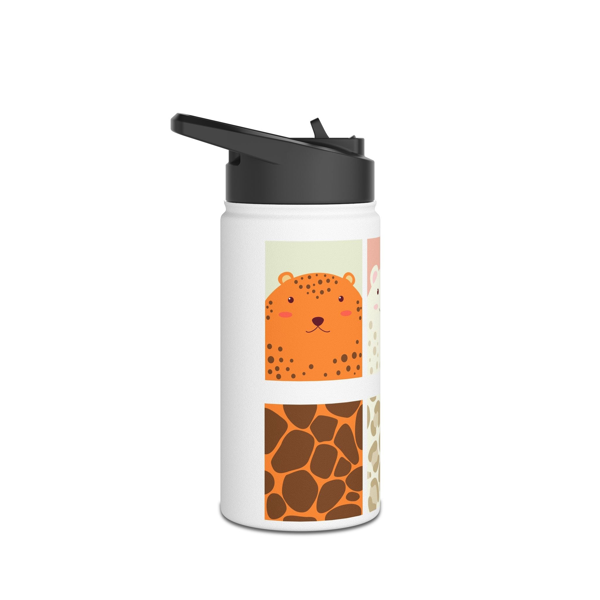 Cute Safari Cats Stainless Steel Water Bottle — Animal Print Kids Bottle