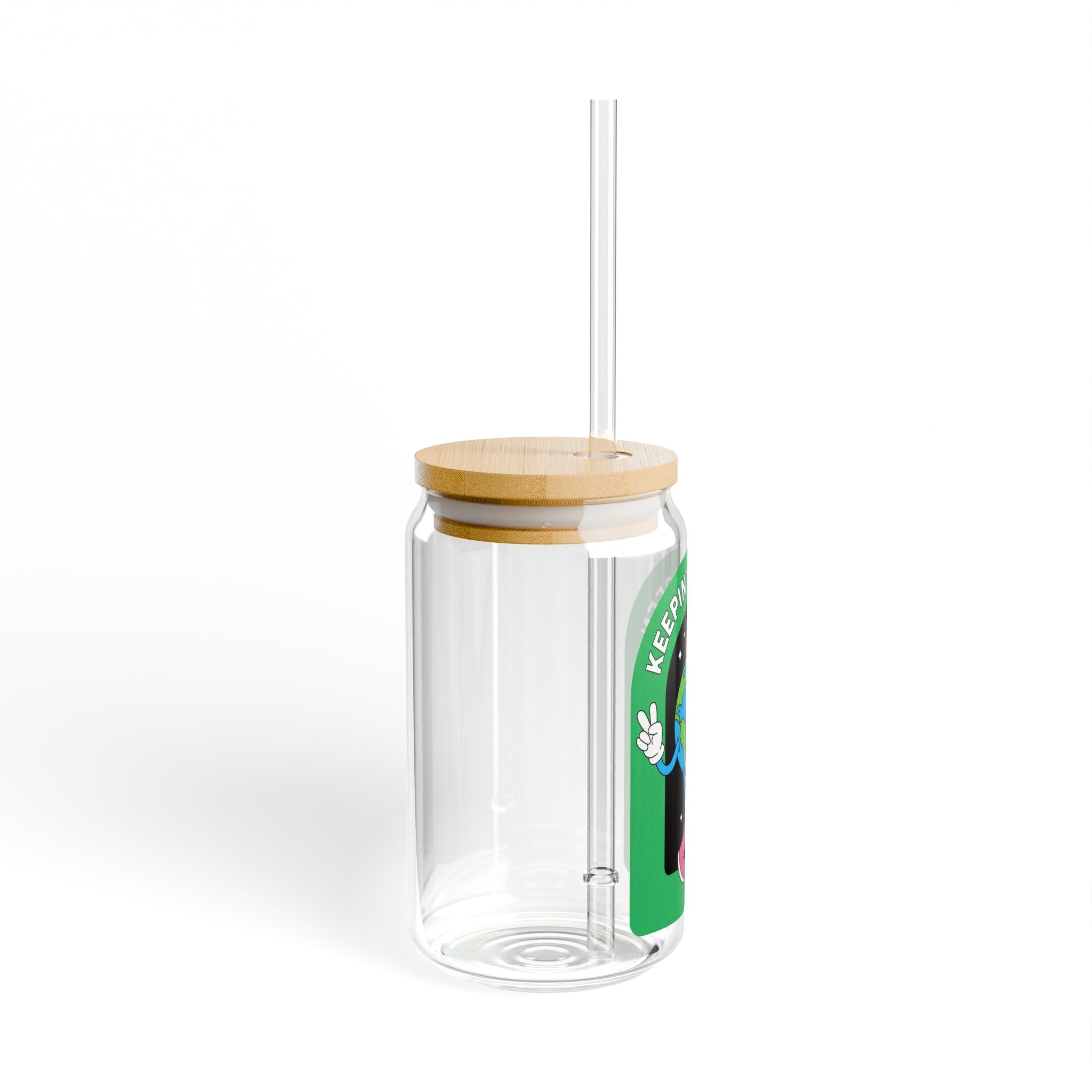 Keepin' It Green Sipper Glass - 16oz Eco-Friendly Straw Tumbler