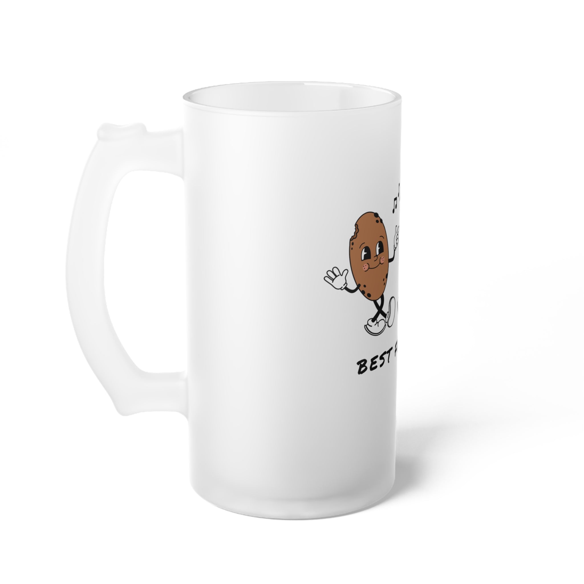 Frosted Beer Mug — 'Best Friends' Coffee & Donut Cartoon Design