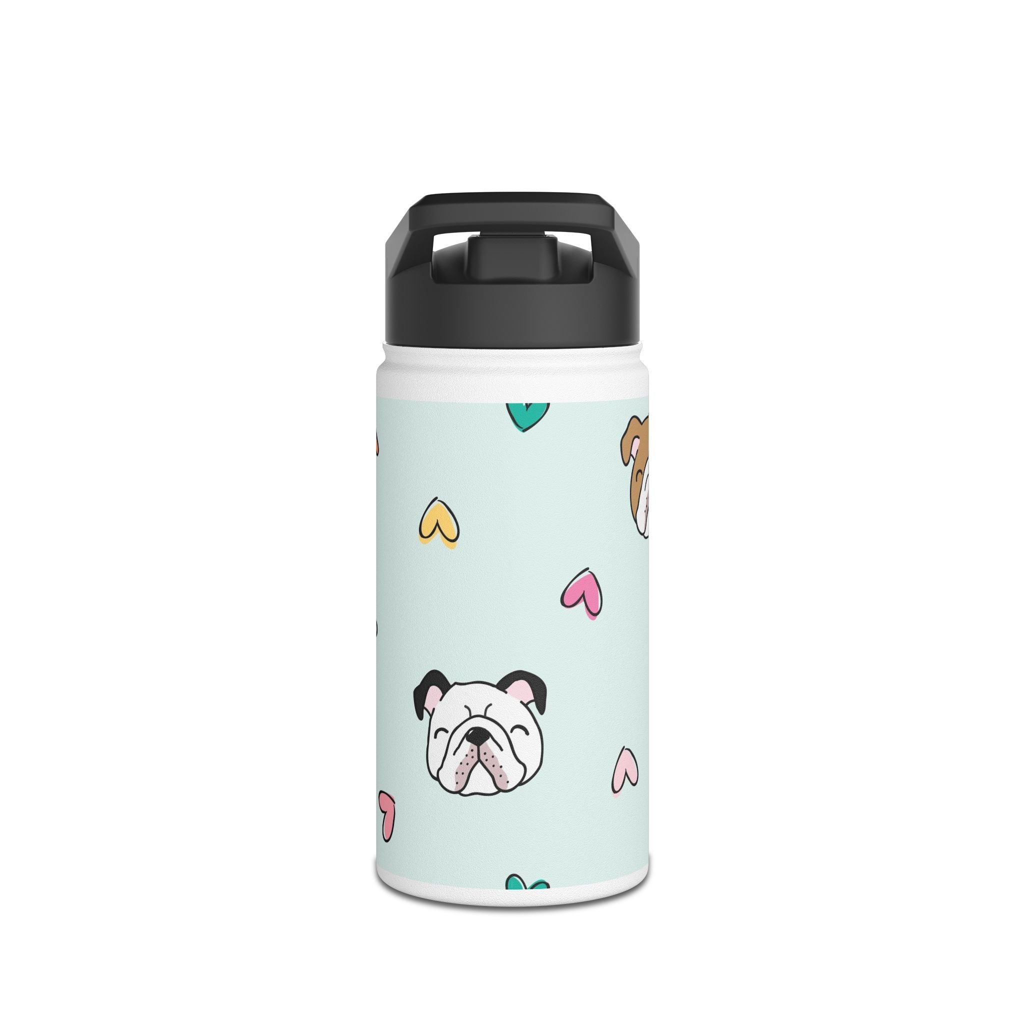 Bulldog Hearts Stainless Steel Water Bottle — Cute Dog Face Insulated Bottle