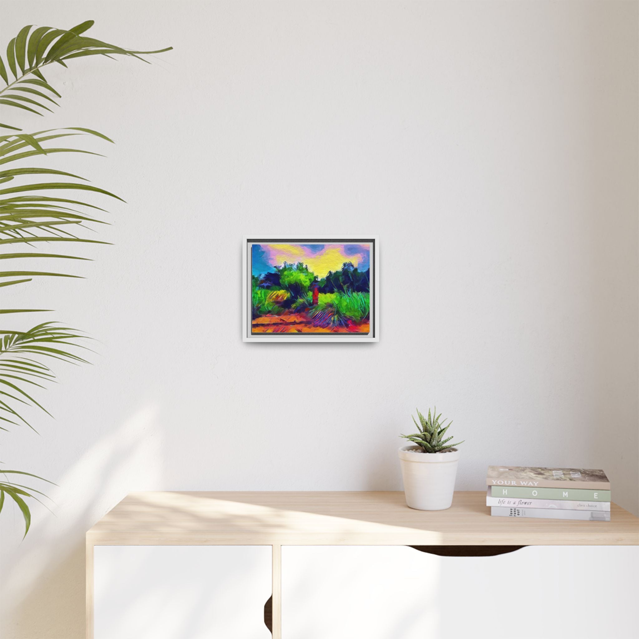 Framed Matte Canvas – Colorful Abstract Landscape Wall Art
