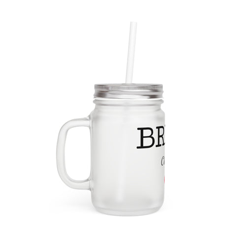 Bride Crew Mason Jar Tumbler – Bachelorette Party Drink Mug with Straw