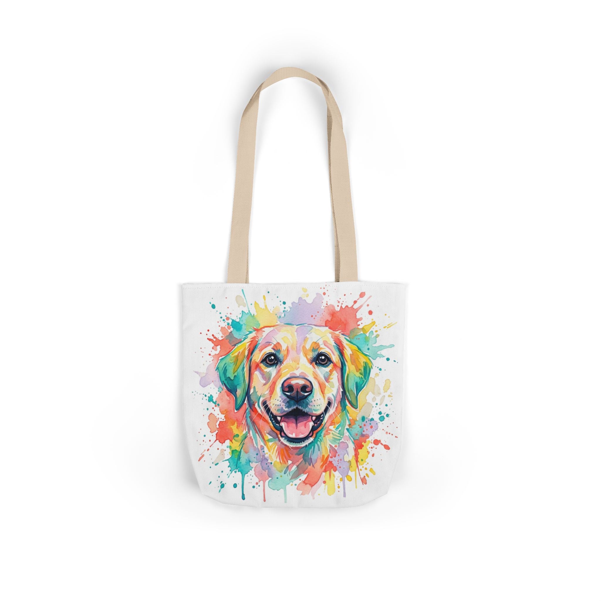 Cute Dog Canvas Tote Bag, 5-Color Straps