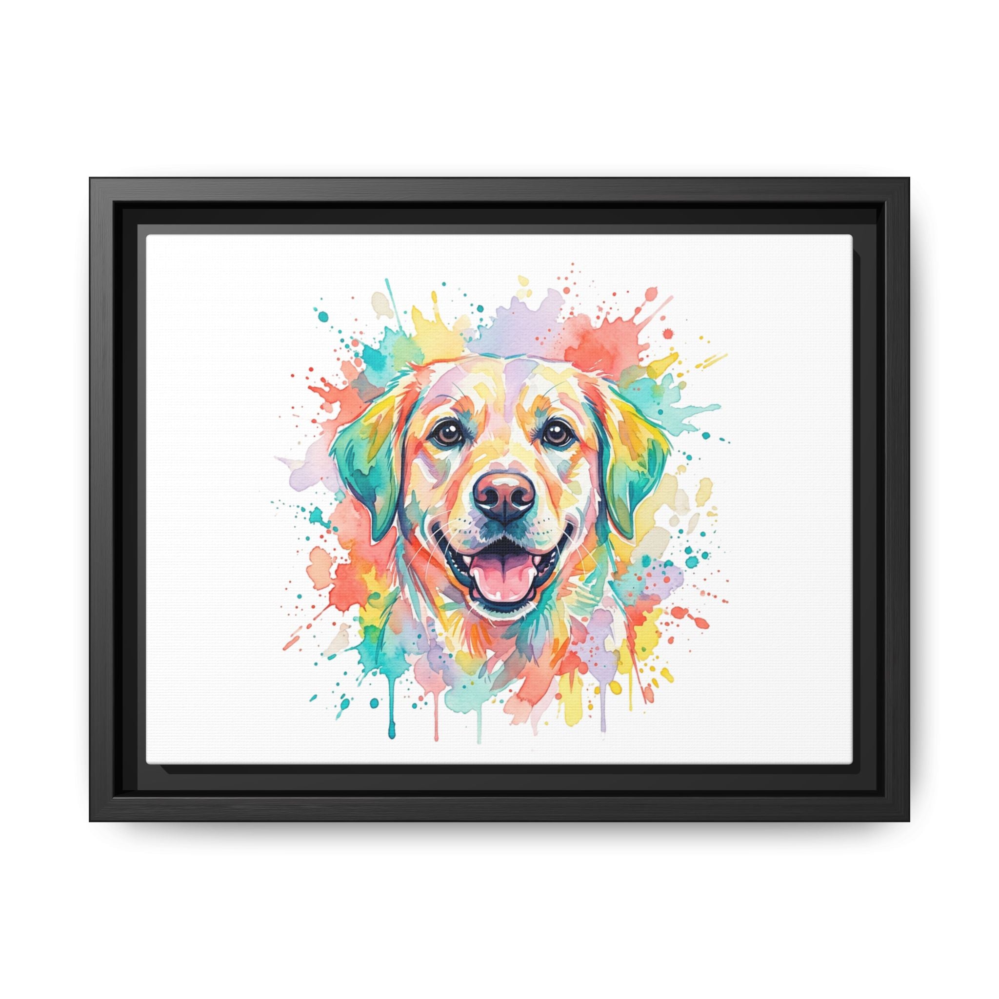 Colorful Watercolor Labrador Canvas Print — Framed Matte Wall Art