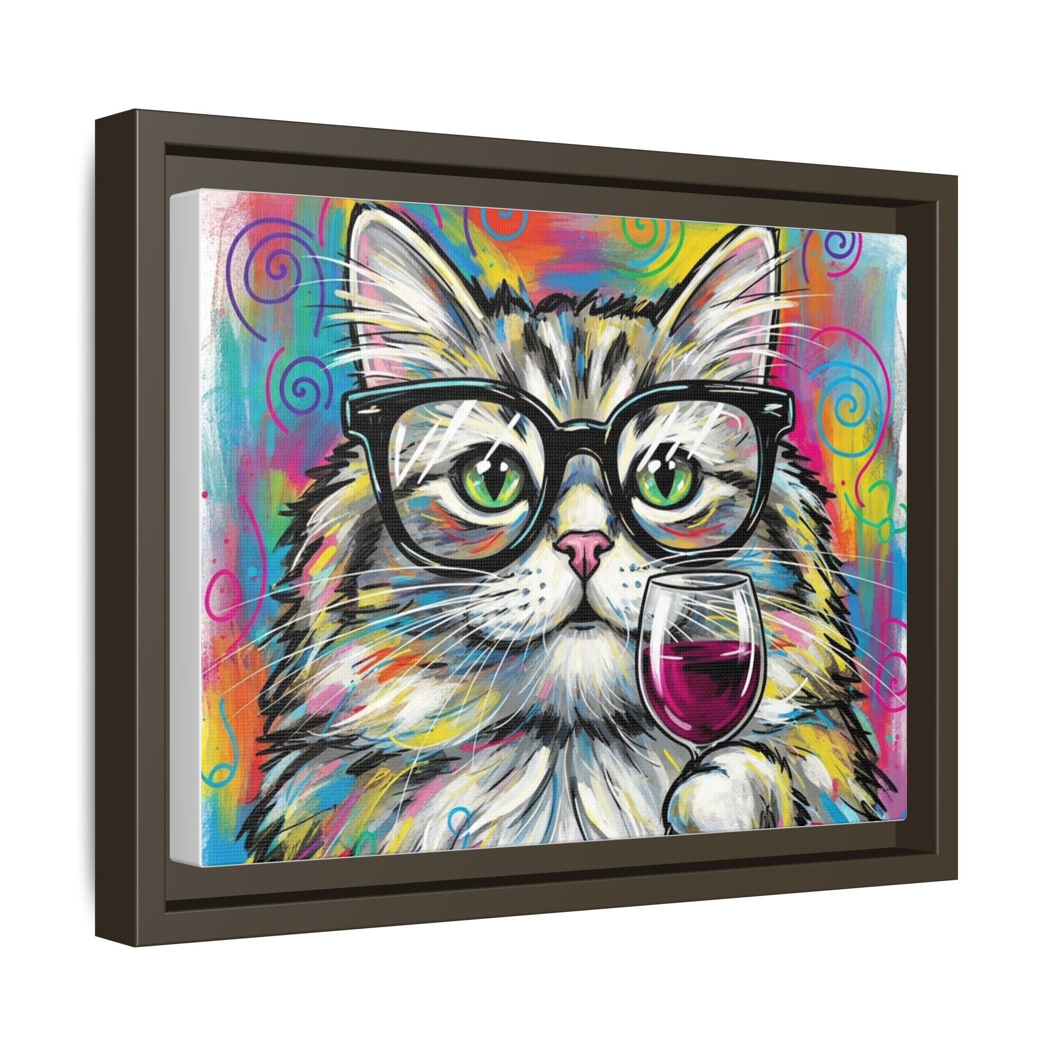Cute Cat Matte Canvas, Framed (Multi-color)