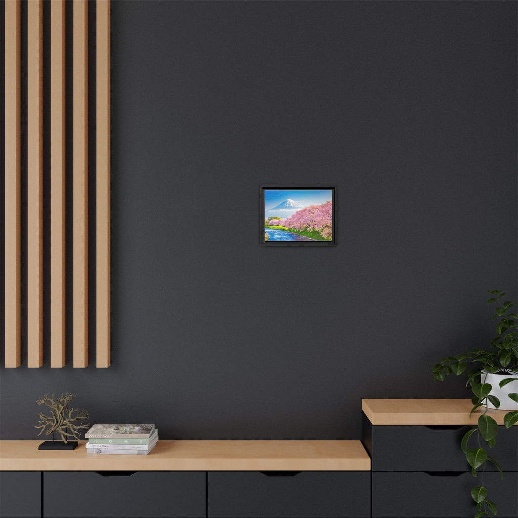 Framed Matte Canvas - Mount Fuji Cherry Blossom Landscape