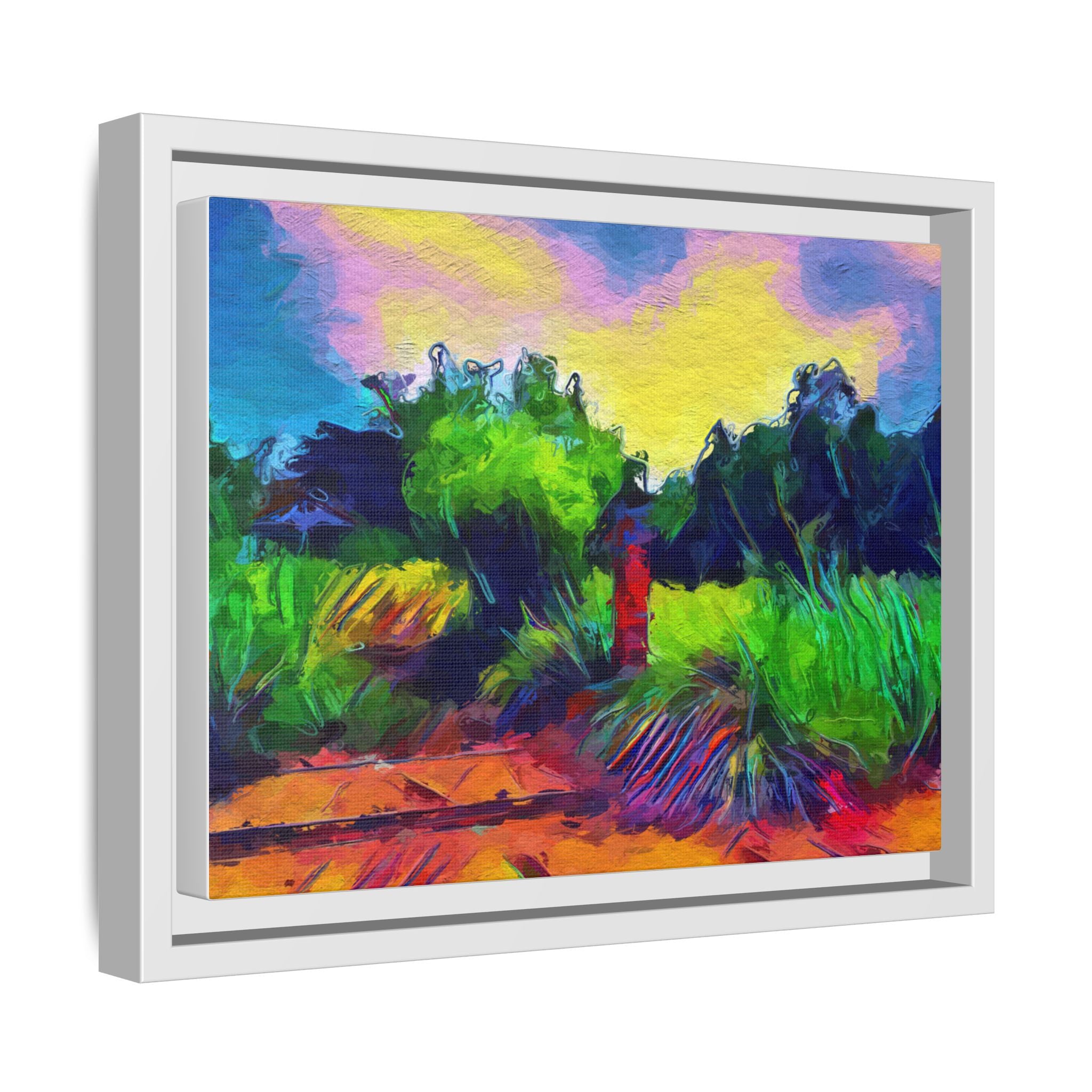 Framed Matte Canvas – Colorful Abstract Landscape Wall Art