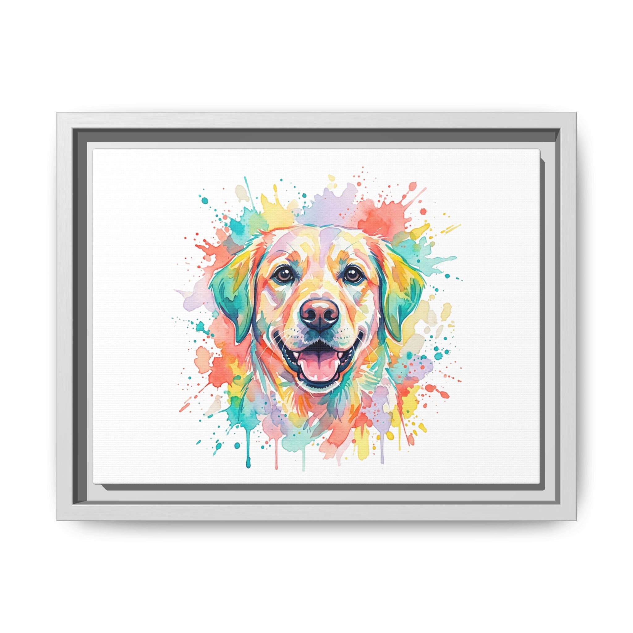 Colorful Watercolor Labrador Canvas Print — Framed Matte Wall Art