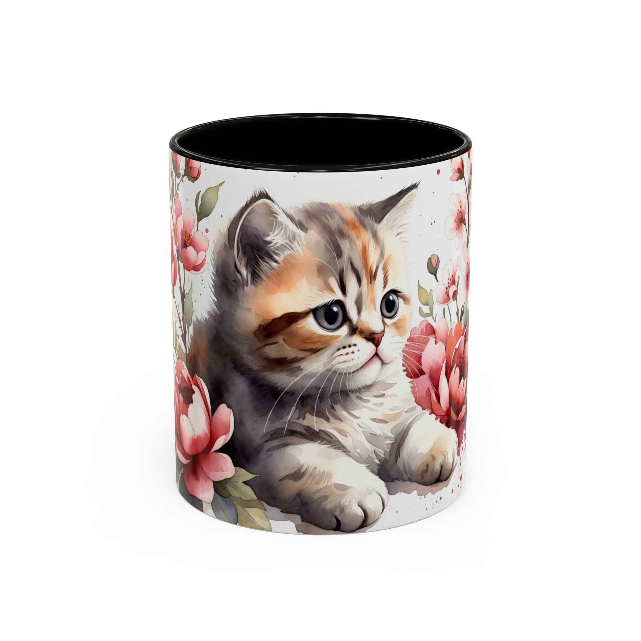 Cute Floral Kitten Coffee Mug (11oz & 15oz)