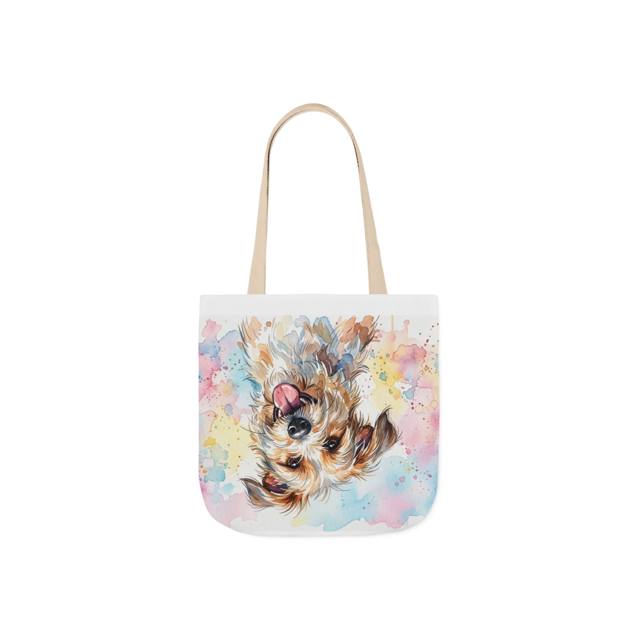 Cute Dog Canvas Tote Bag, 5-Color Straps
