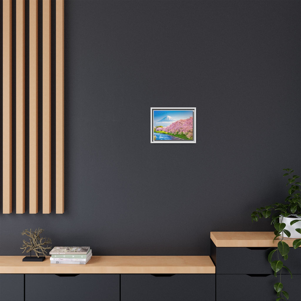 Framed Matte Canvas - Mount Fuji Cherry Blossom Landscape