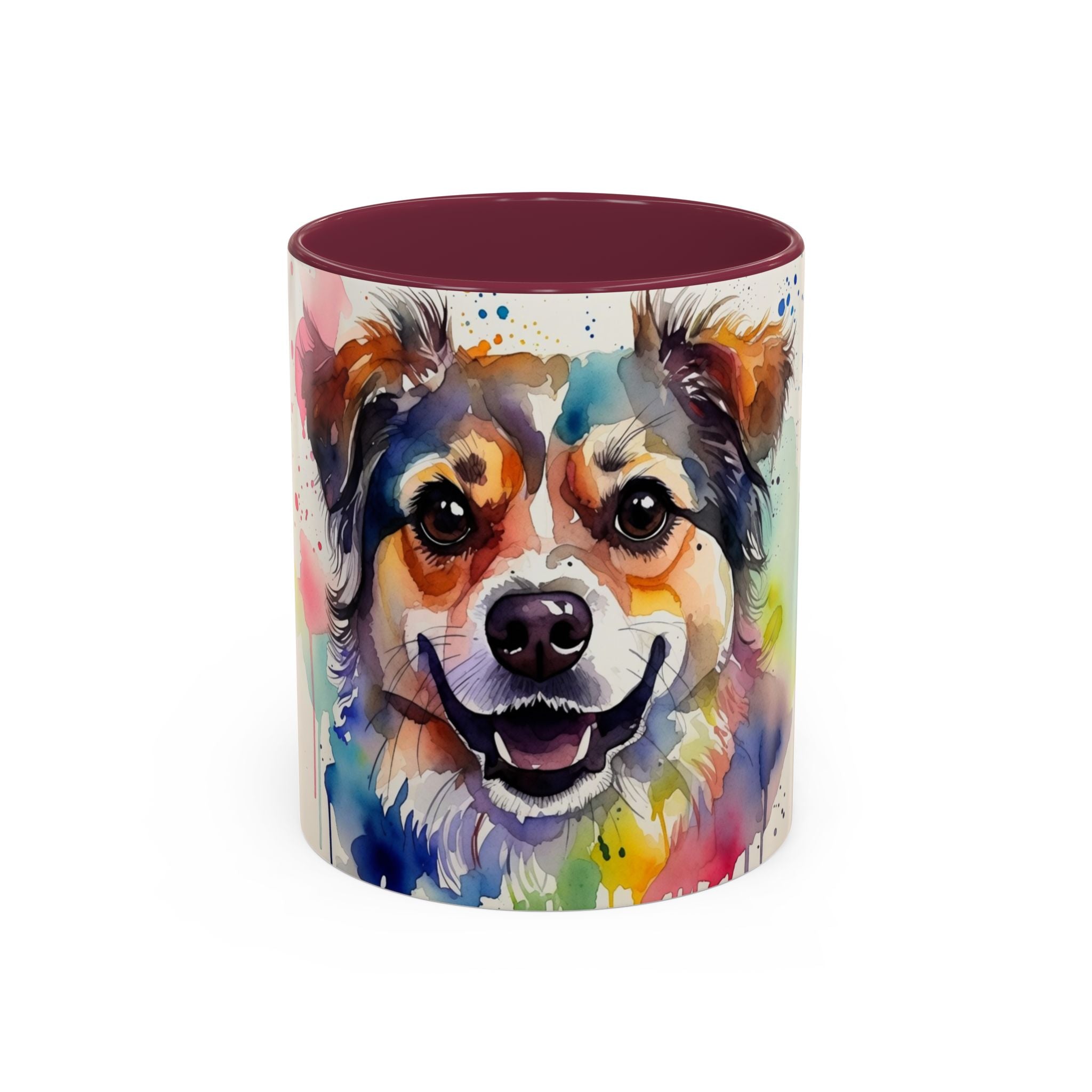 Colorful Watercolor Dog Mug (11oz & 15oz) — Vibrant Pet Portrait Coffee Cup