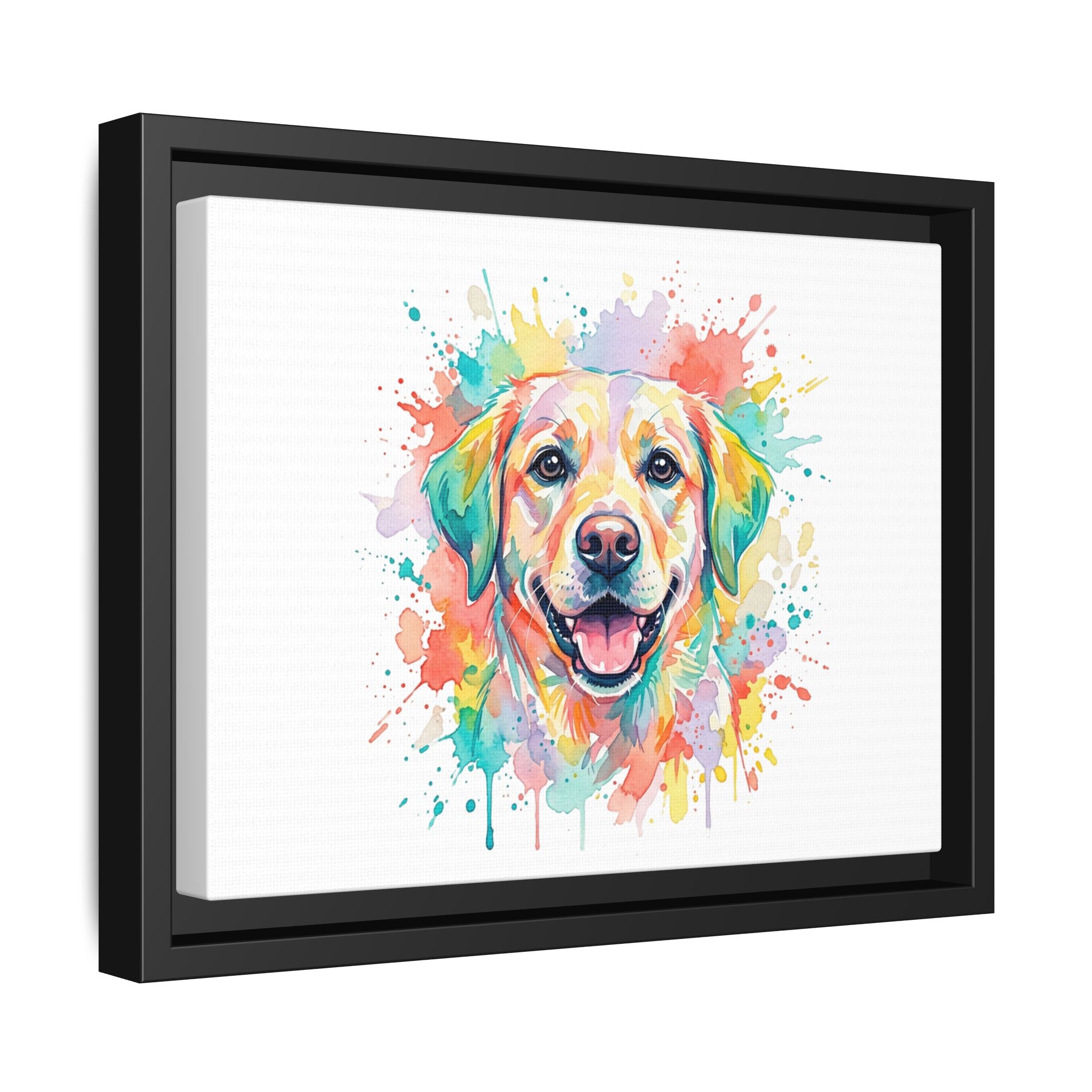 Colorful Watercolor Labrador Canvas Print — Framed Matte Wall Art