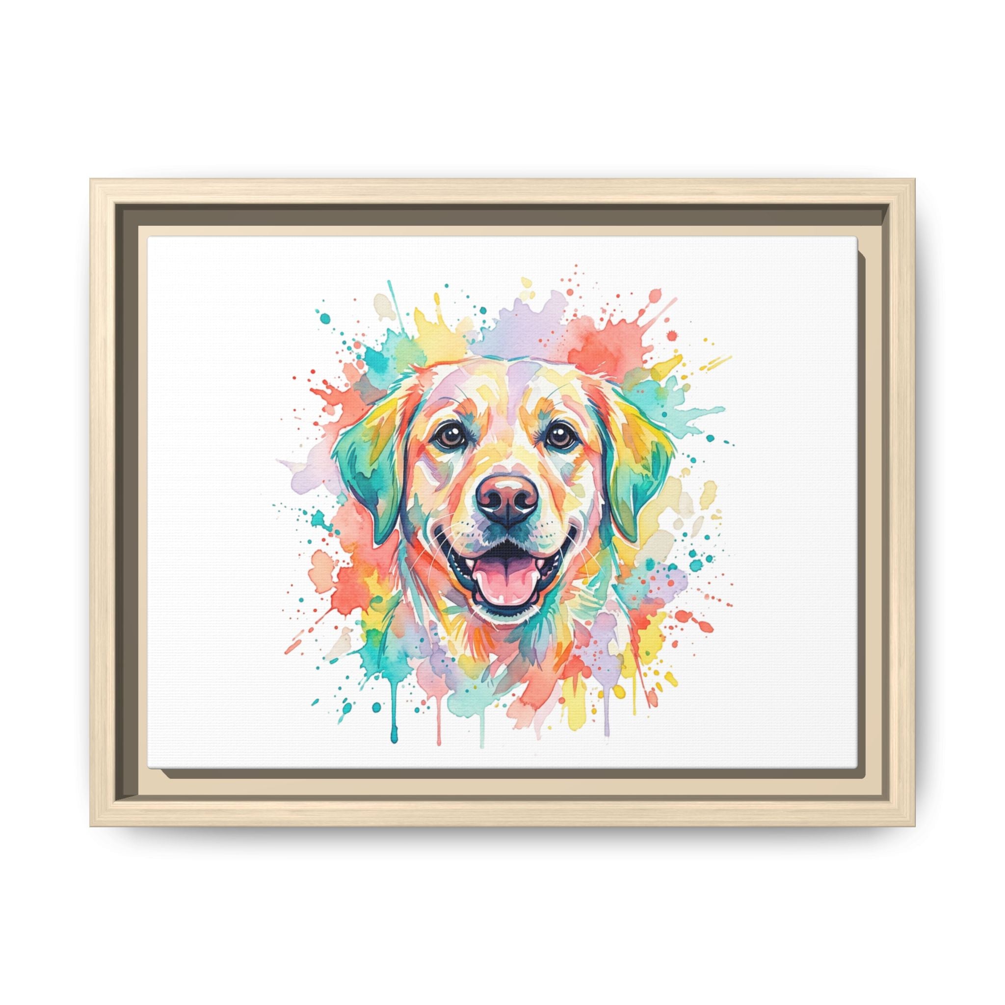 Colorful Watercolor Labrador Canvas Print — Framed Matte Wall Art