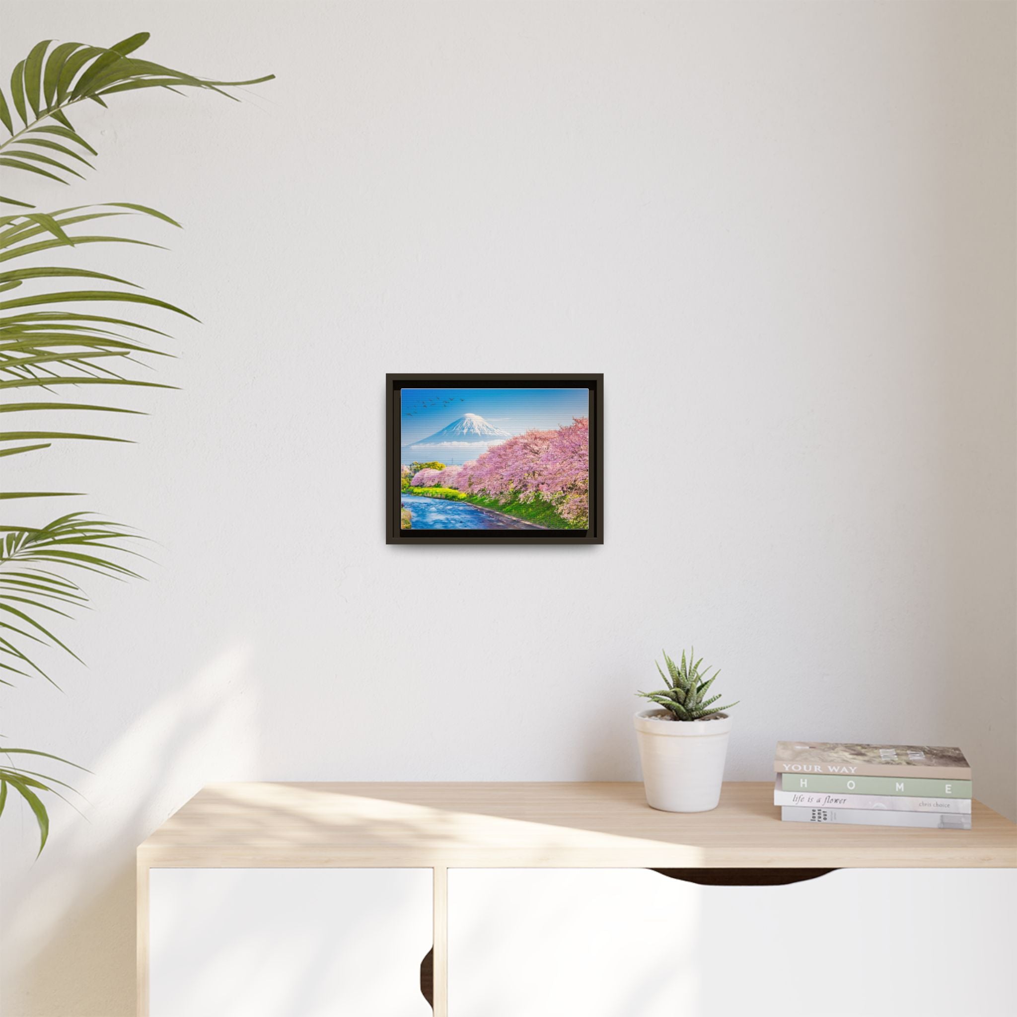 Framed Matte Canvas - Mount Fuji Cherry Blossom Landscape