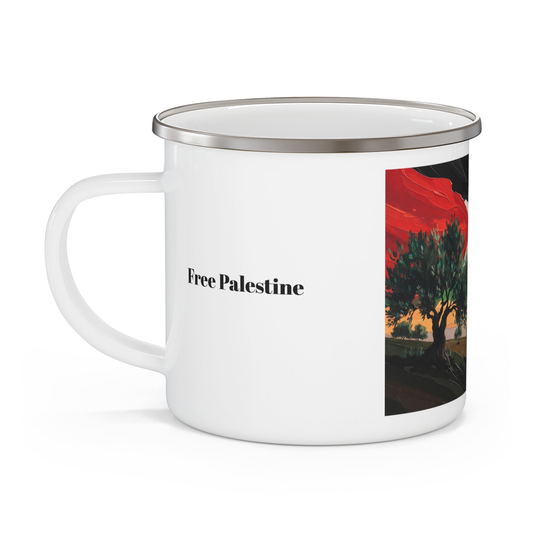 Enamel Mug — Sunset Olive Grove Landscape Camping Cup