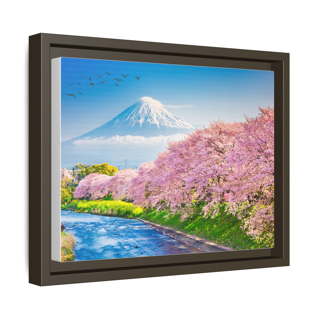 Framed Matte Canvas - Mount Fuji Cherry Blossom Landscape