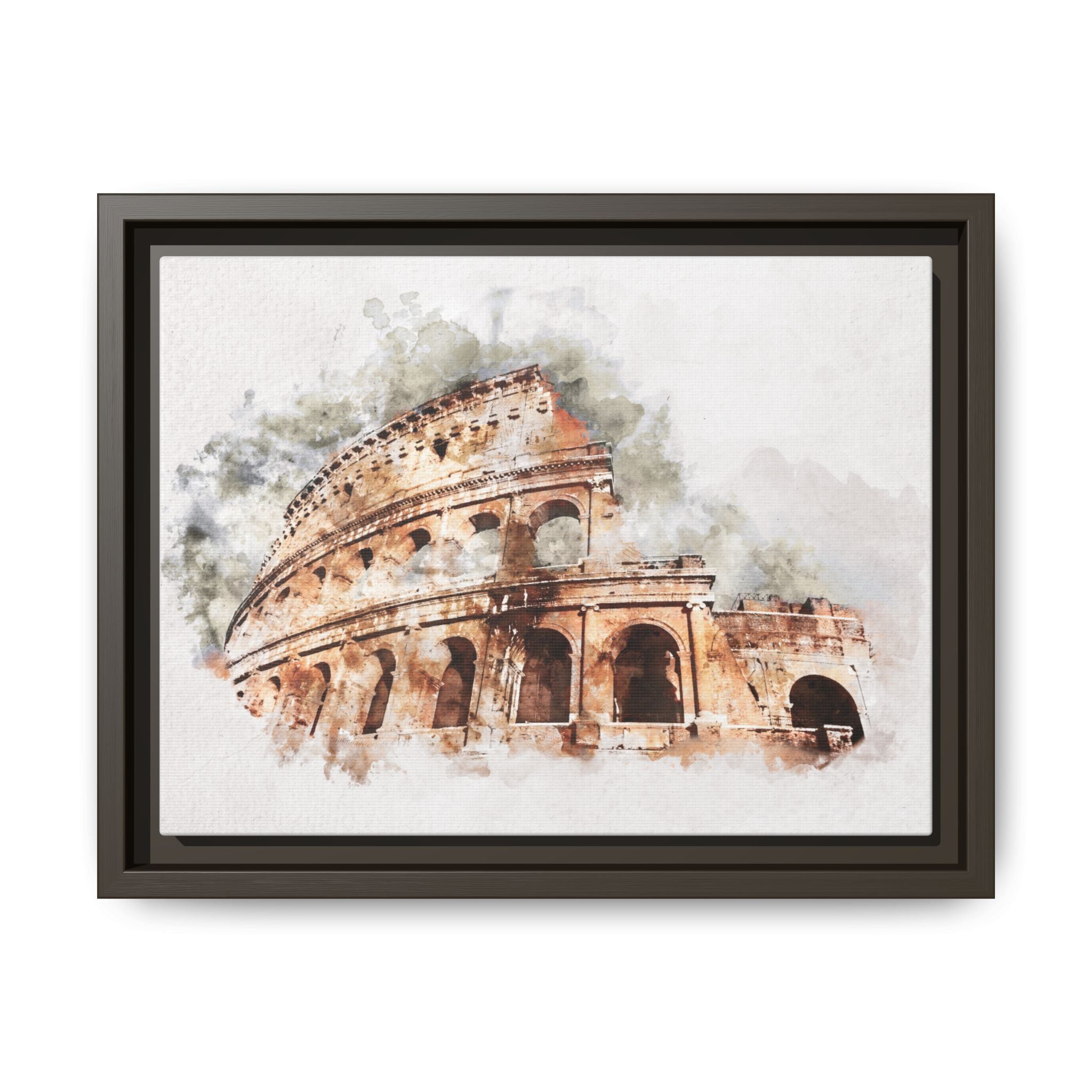 Framed Matte Canvas Print — Watercolor Colosseum Wall Art