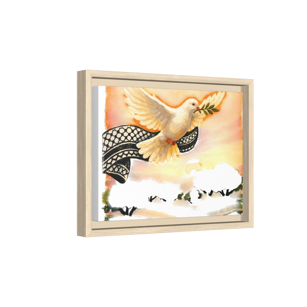 Framed Matte Canvas Print — Dove with Olive Branch Wall Art