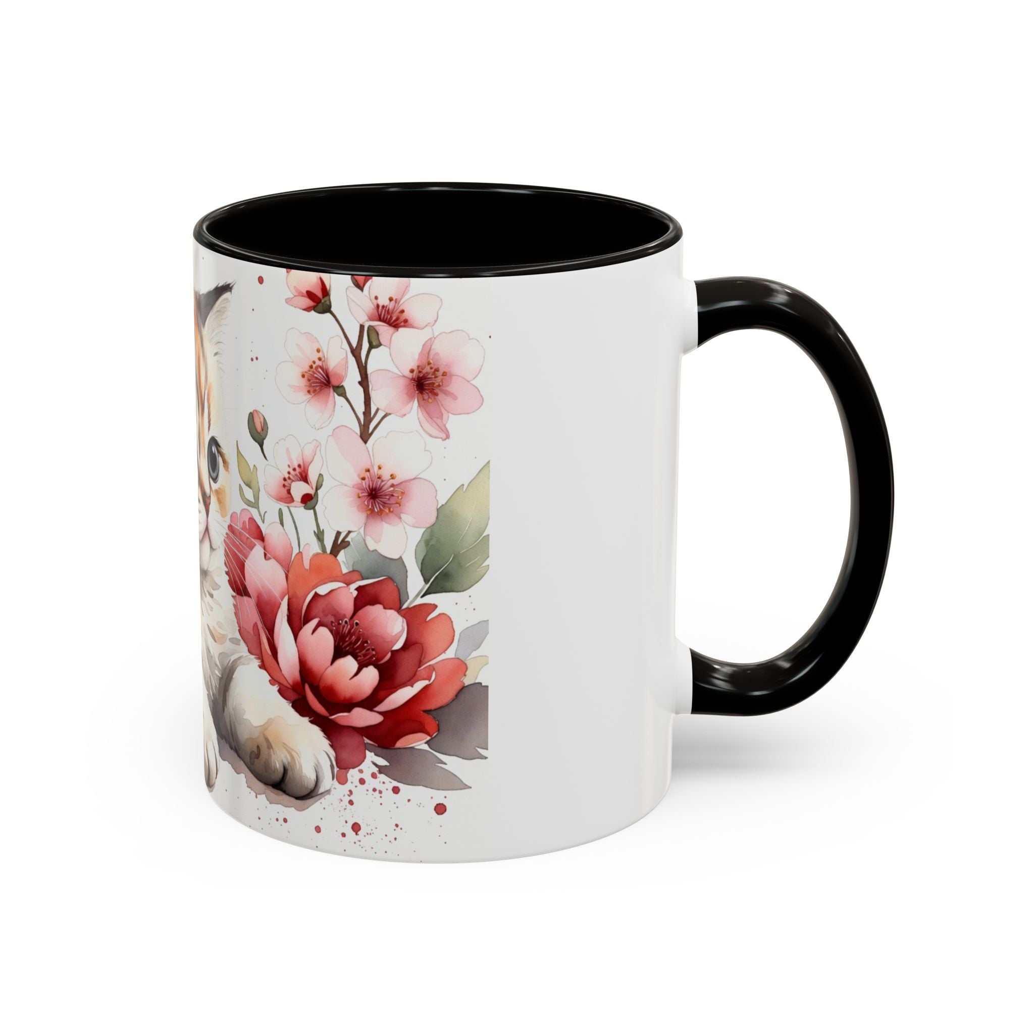 Cute Floral Kitten Coffee Mug (11oz & 15oz)