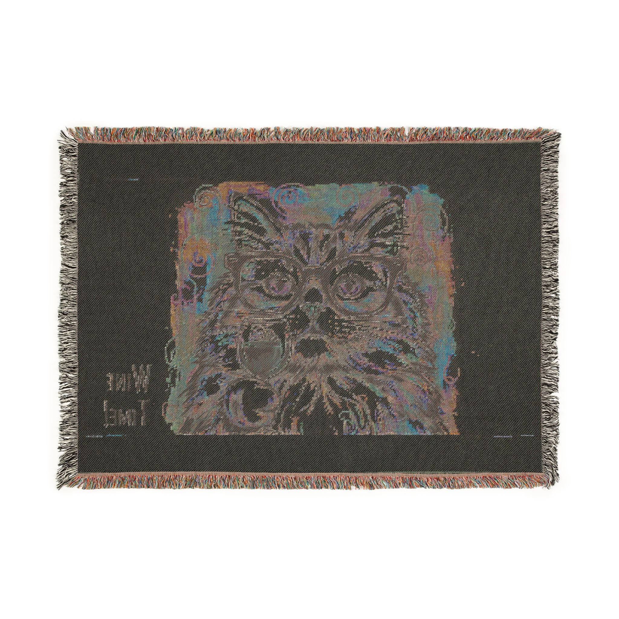 Cute Cat Wine Time Woven Blanket