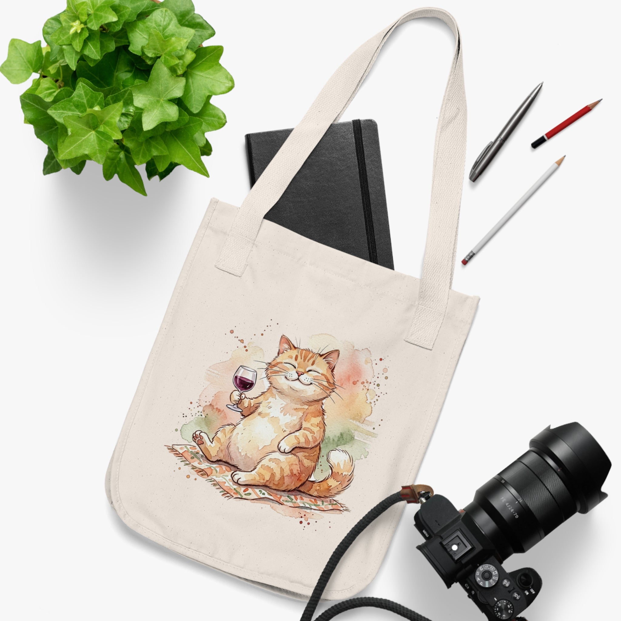 Cute Cat Organic Canvas Tote Bag