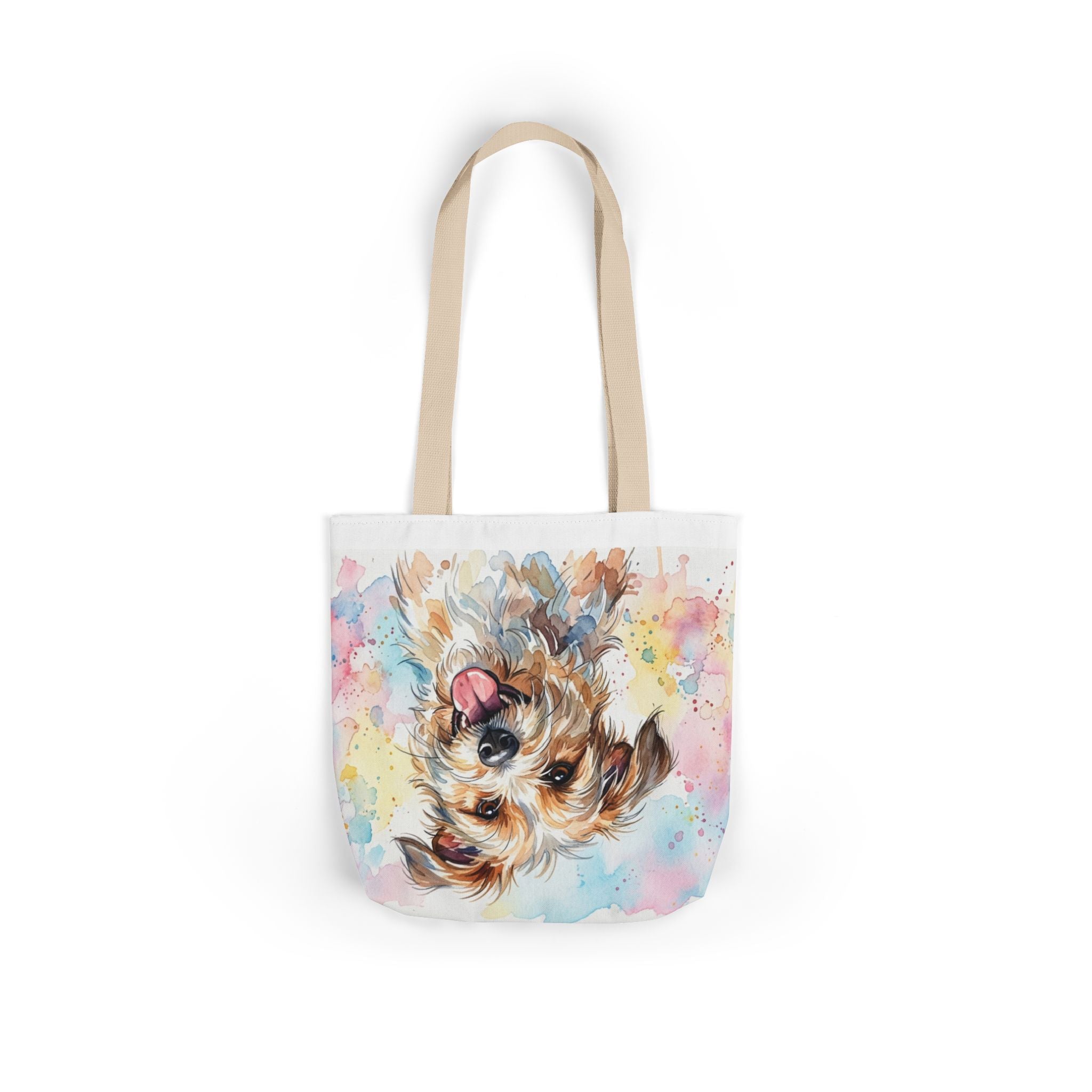 Cute Dog Canvas Tote Bag, 5-Color Straps