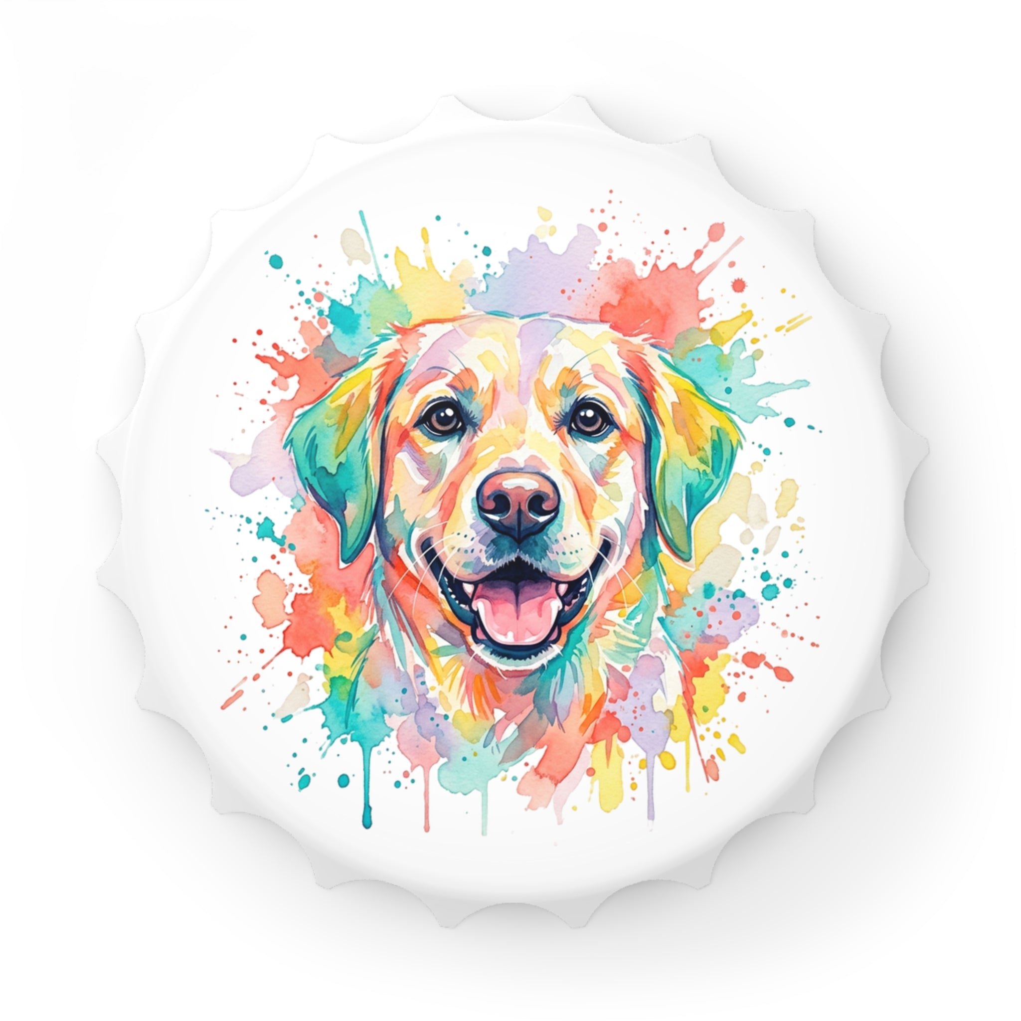 Colorful Golden Retriever Bottle Opener — Watercolor Dog Art