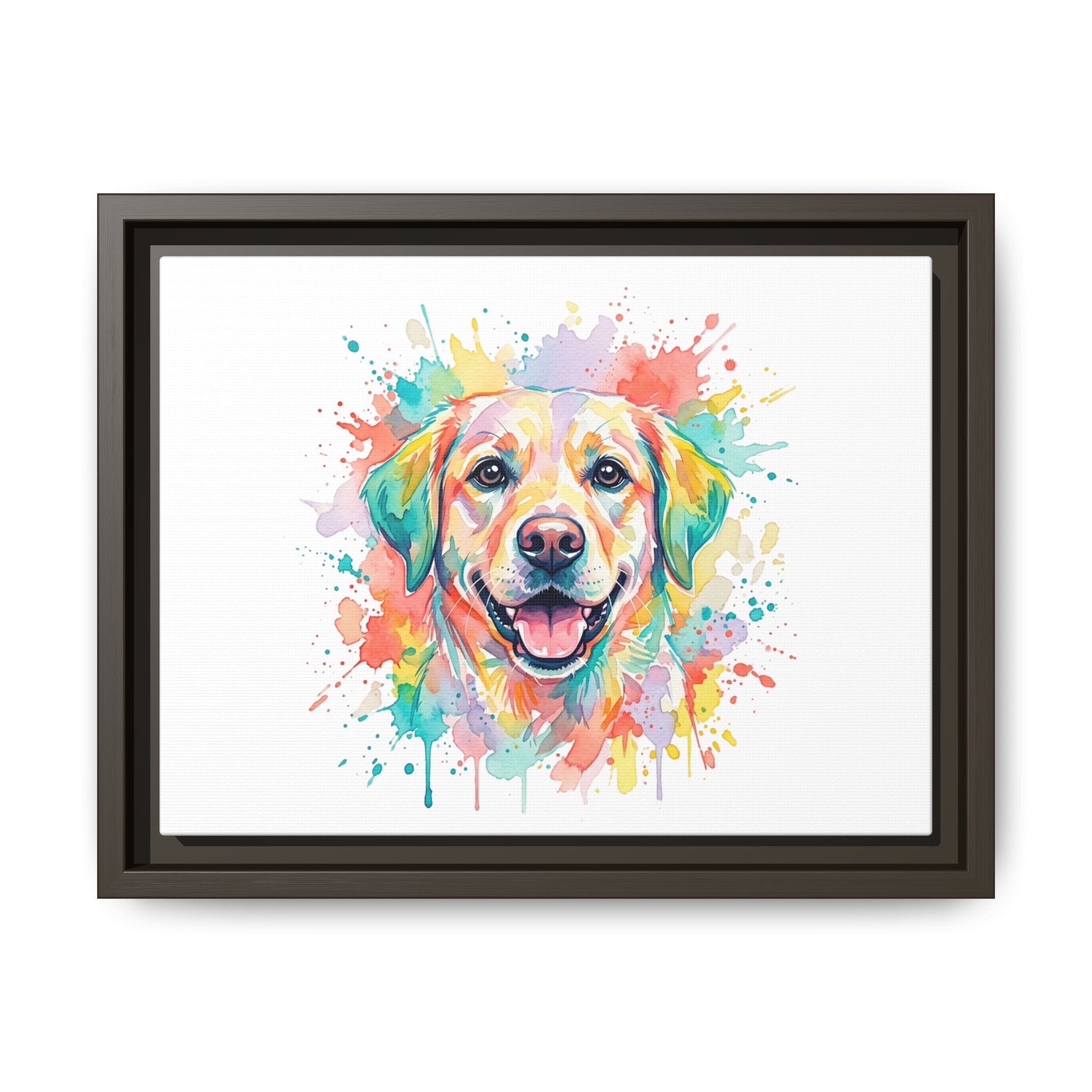 Colorful Watercolor Labrador Canvas Print — Framed Matte Wall Art