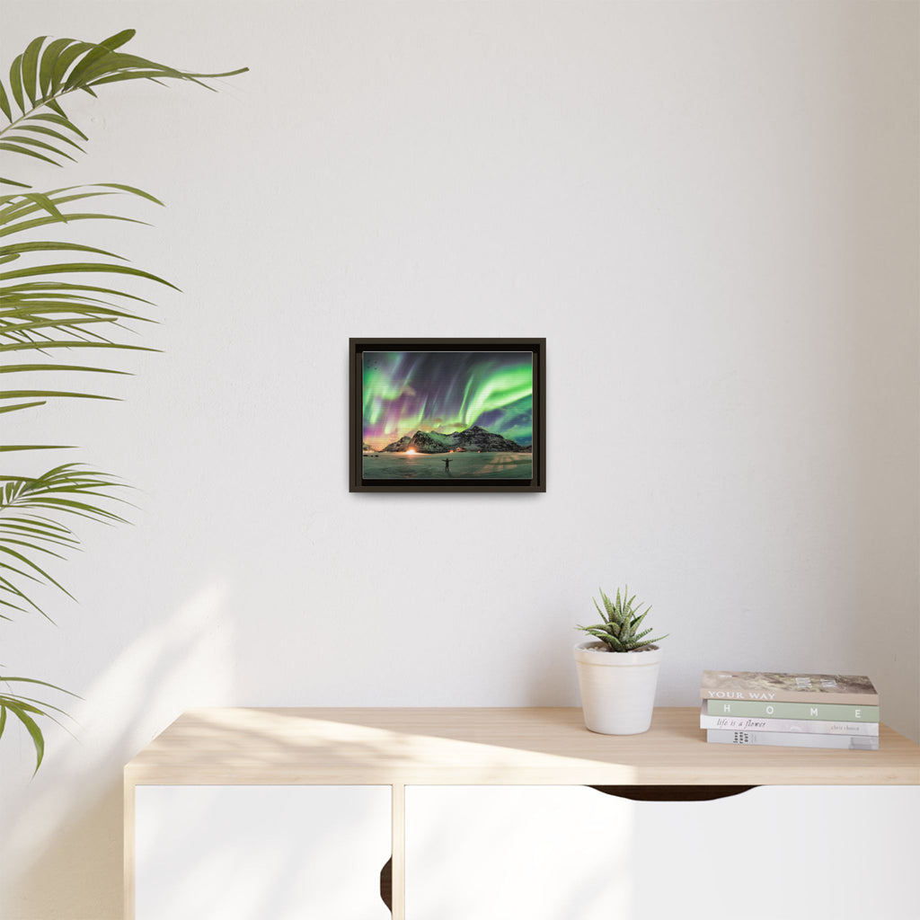 Framed Matte Canvas Print — Northern Lights Aurora Landscape