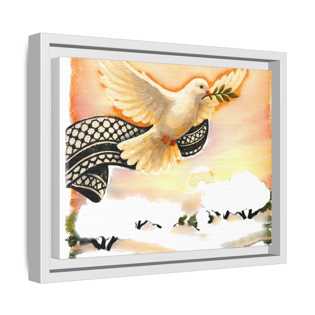 Framed Matte Canvas Print — Dove with Olive Branch Wall Art