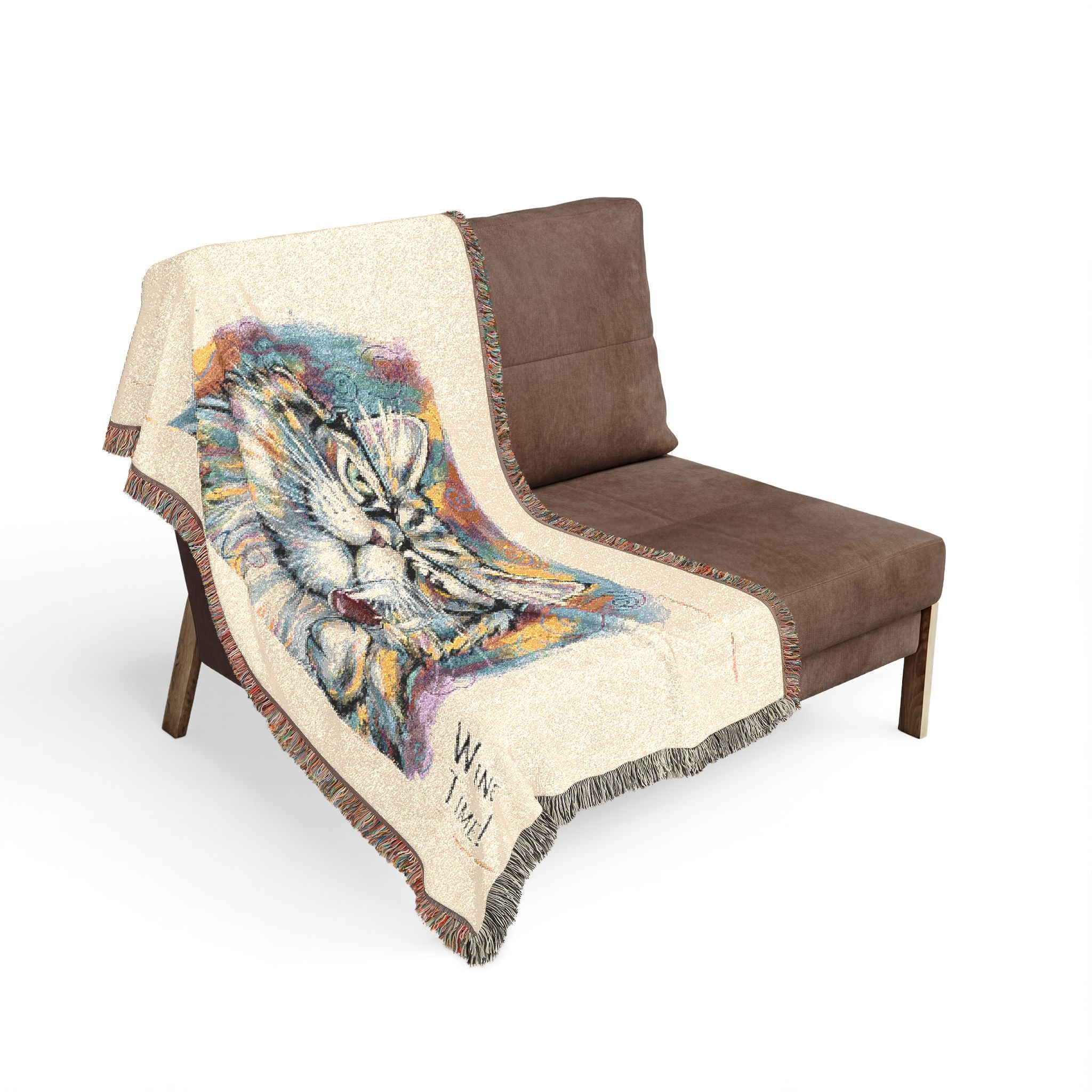 Cute Cat Wine Time Woven Blanket