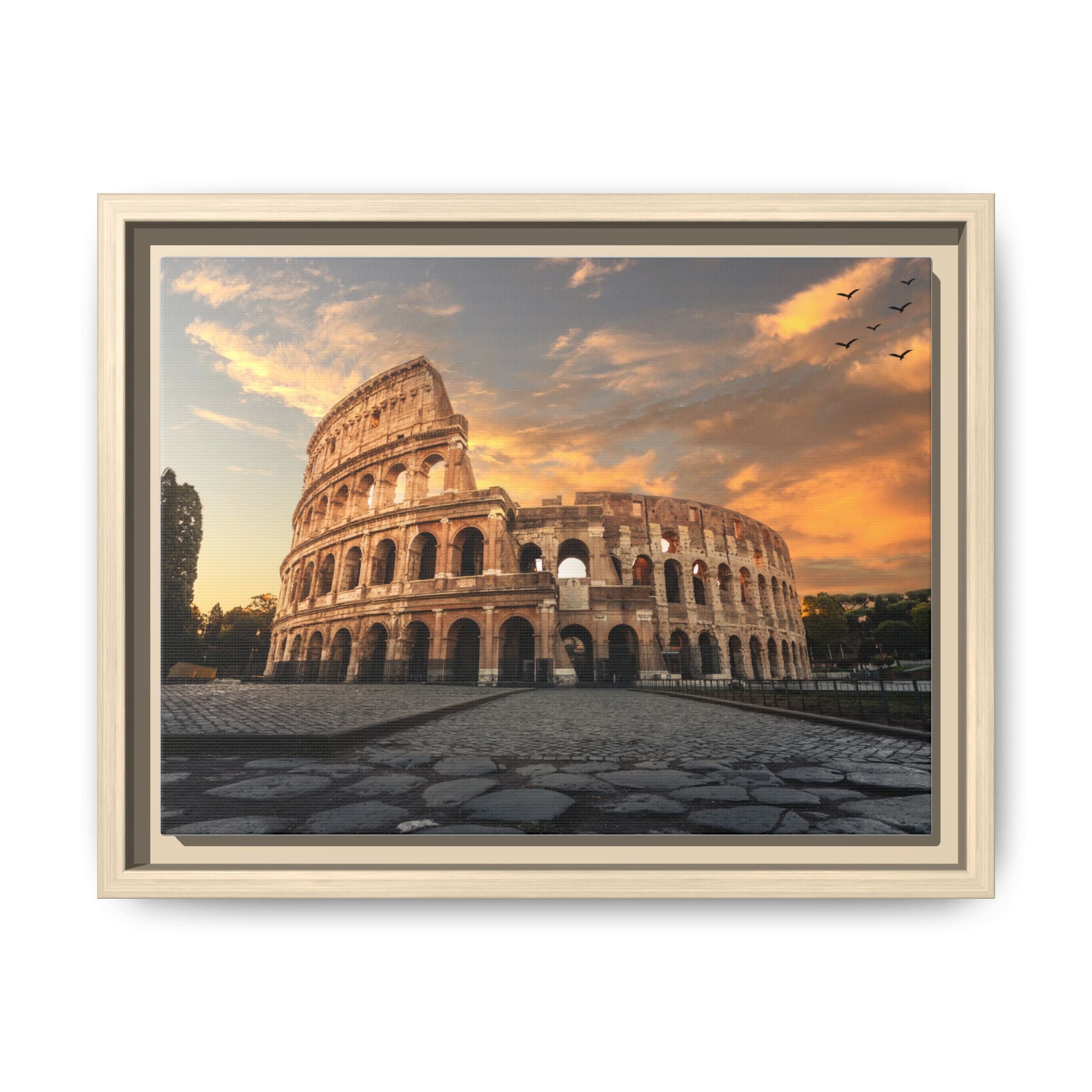 Colosseum Sunset Framed Canvas Print