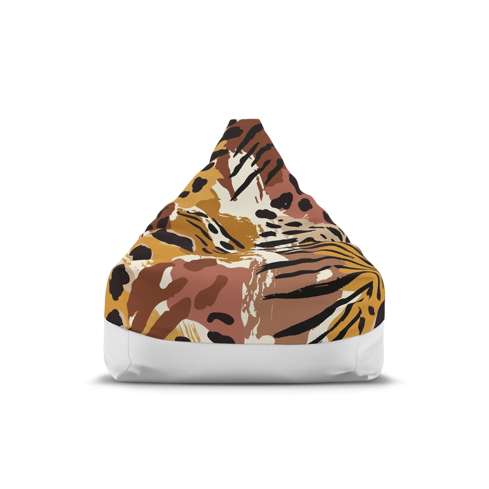 Animal Print Bean Bag Cover — Brown Leopard & Tiger Pattern Slipcover