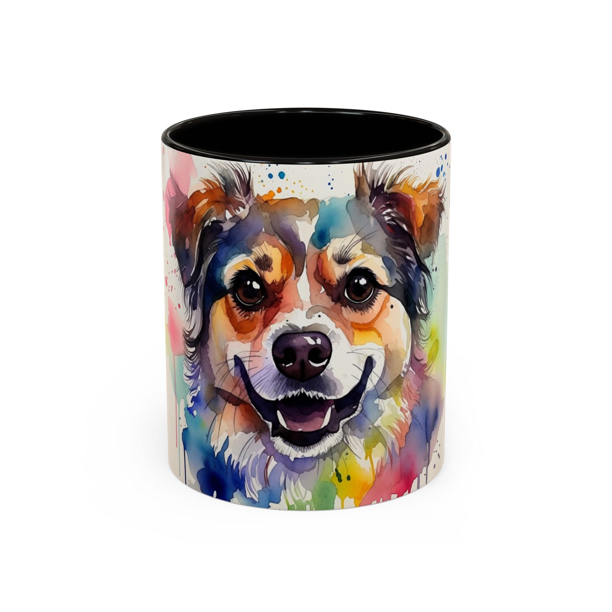 Colorful Watercolor Dog Mug (11oz & 15oz) — Vibrant Pet Portrait Coffee Cup