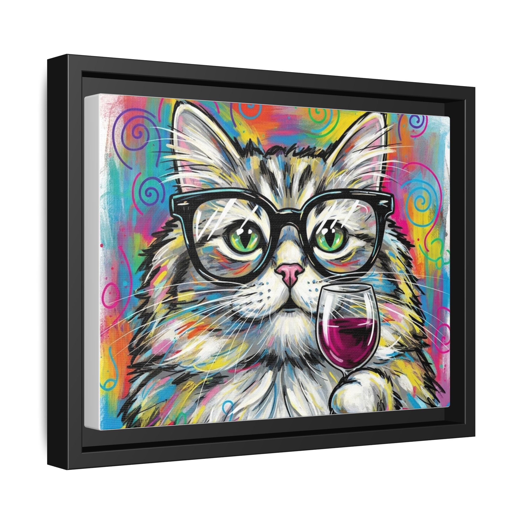 Cute Cat Matte Canvas, Framed (Multi-color)