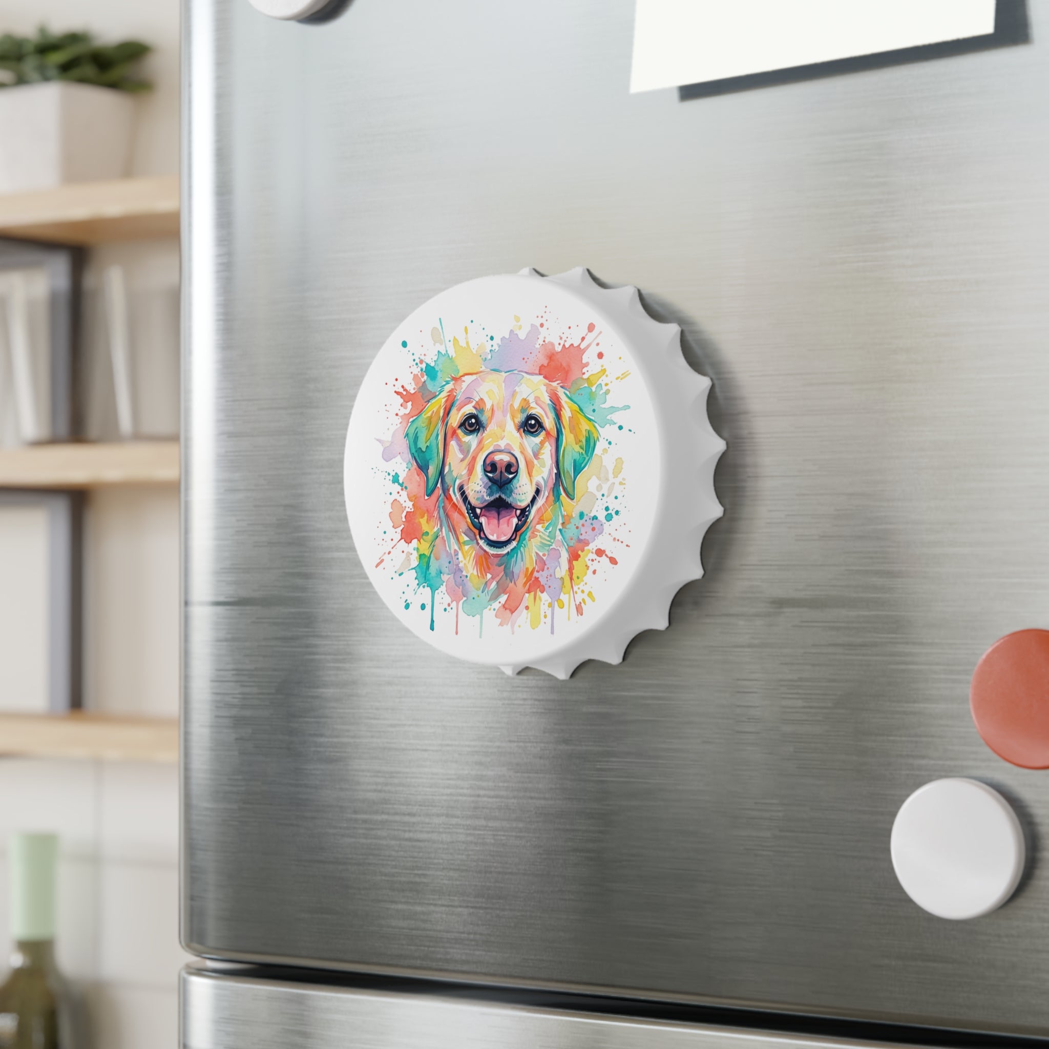 Colorful Golden Retriever Bottle Opener — Watercolor Dog Art