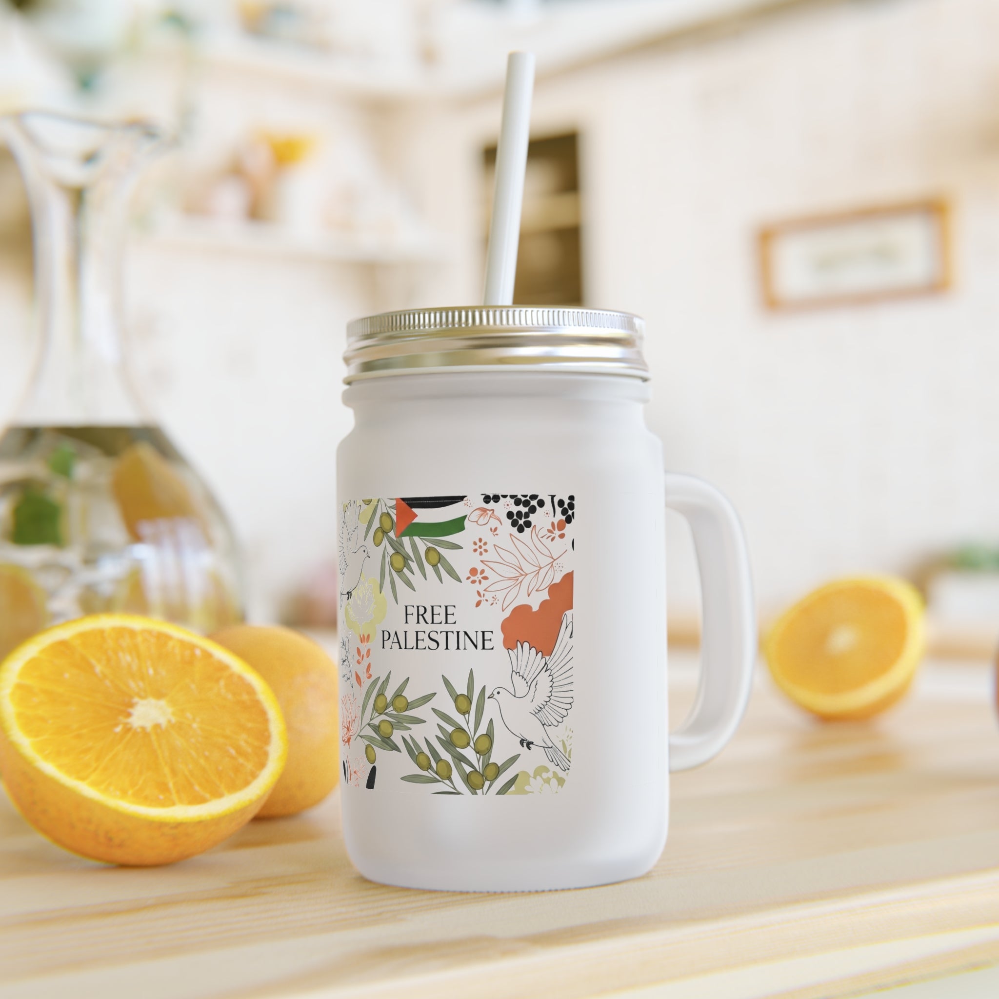 Free Palestine Mason Jar