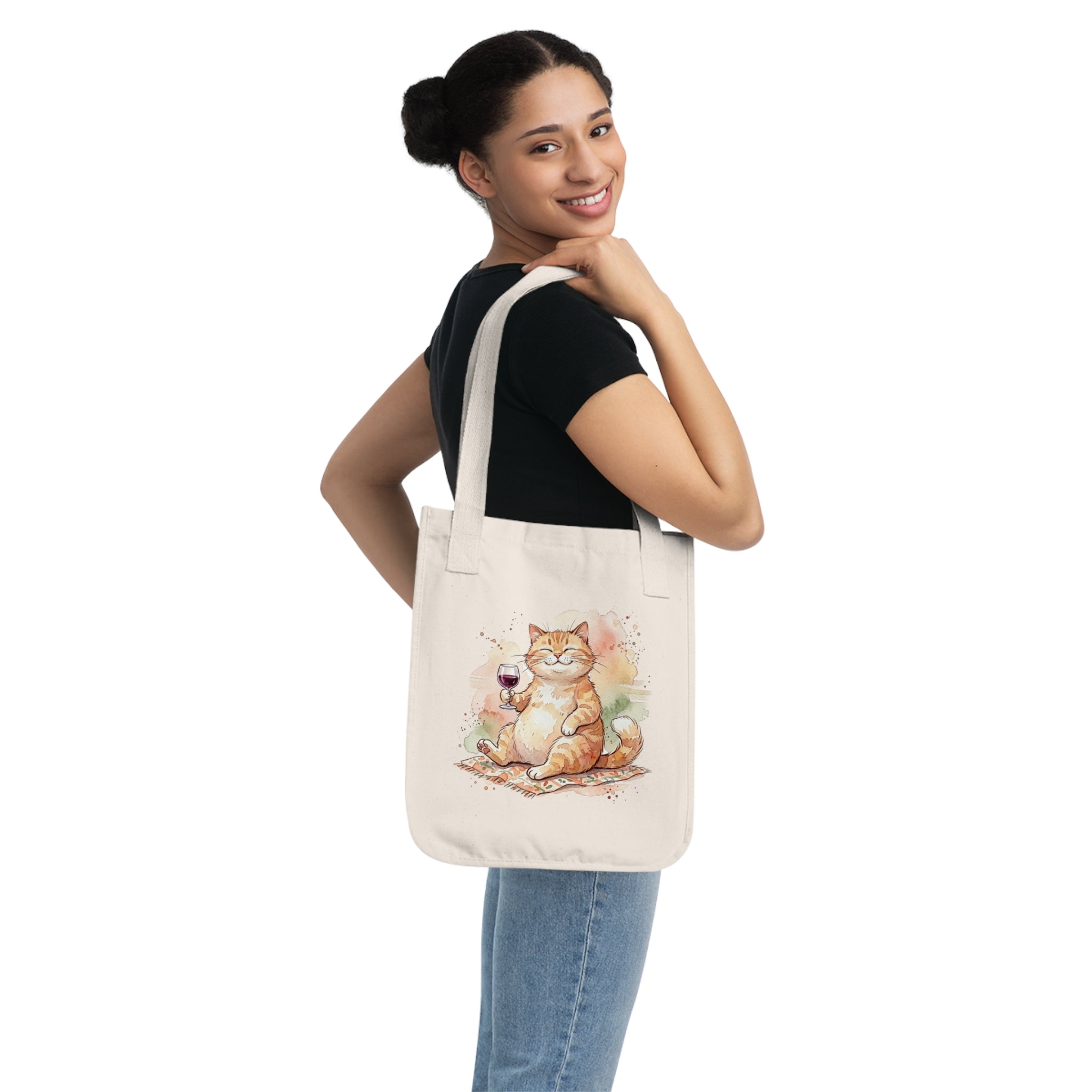 Cute Cat Organic Canvas Tote Bag