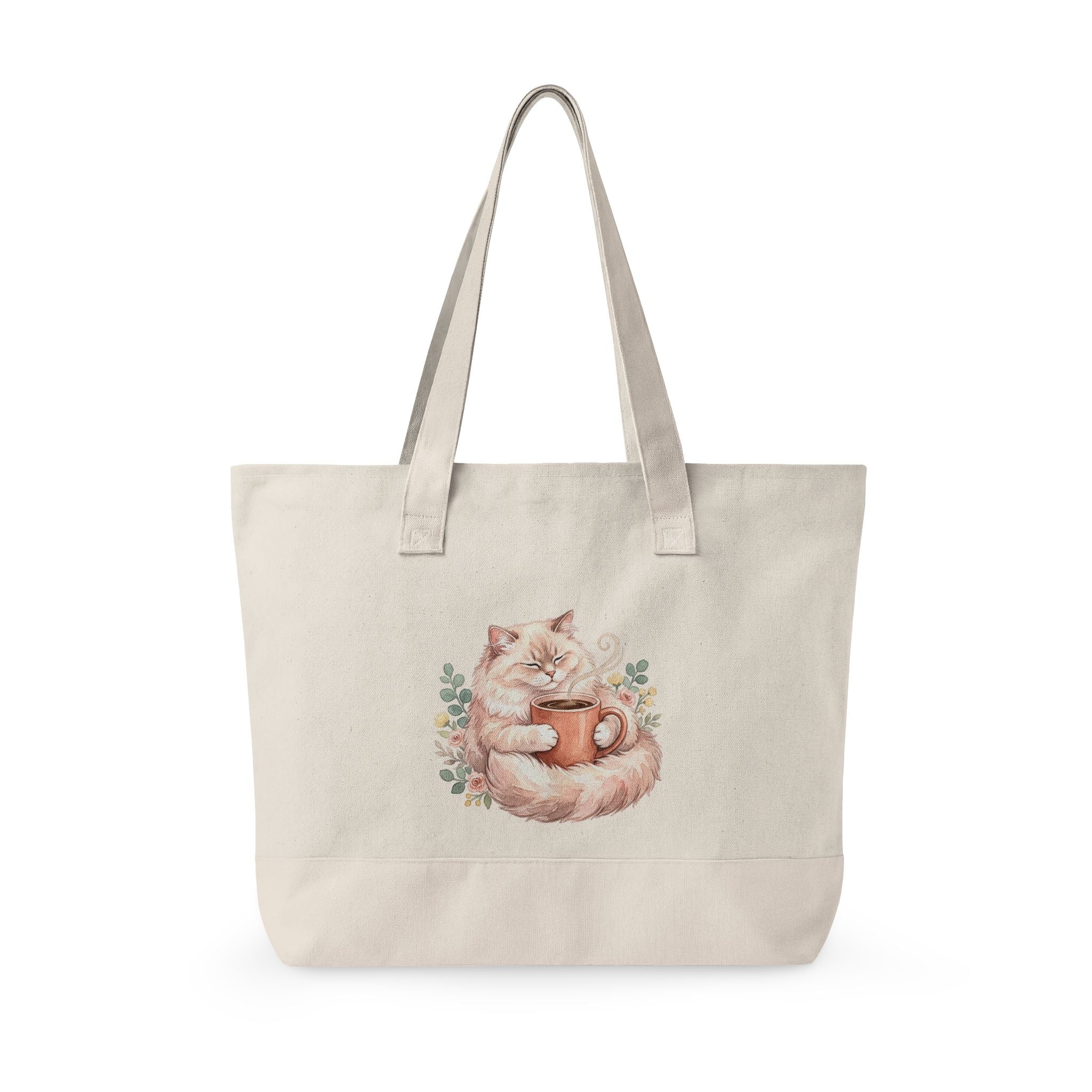 Cute Cat Zippered Canvas Tote